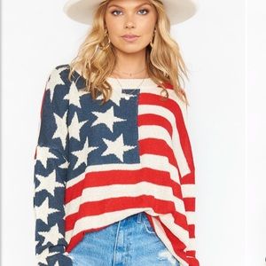Show me your mumu American Flag knit Sweater